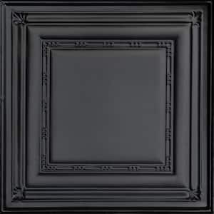 Eyelet Satin Black 2 ft. x 2 ft. Decorative Tin Style Nail Up Ceiling Tile (48 sq. ft./case)