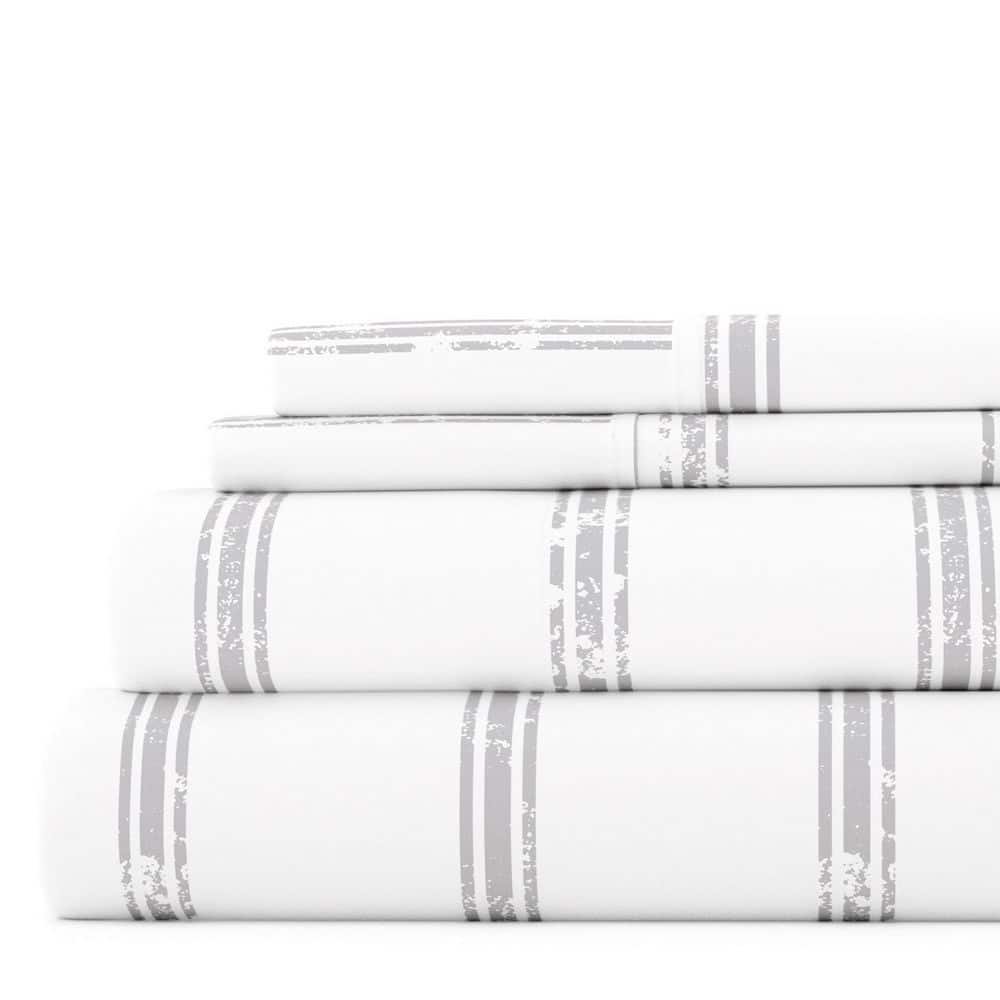Twin Gray Chevron Deep Pocket Microfiber Sheet Set