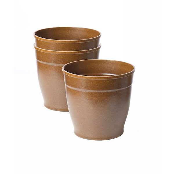 Bloomsz 8 in. Brown Bio-Degradable Rice Hulls Patio Pot (Set of 3)