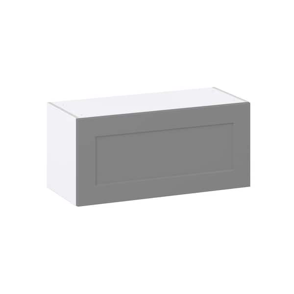 J COLLECTION Bristol Painted 33 in. W x 15 in. H x 14 in. DSlate Gray Shaker Assembled Wall Bridge Kitchen Cabinet with Lift Up