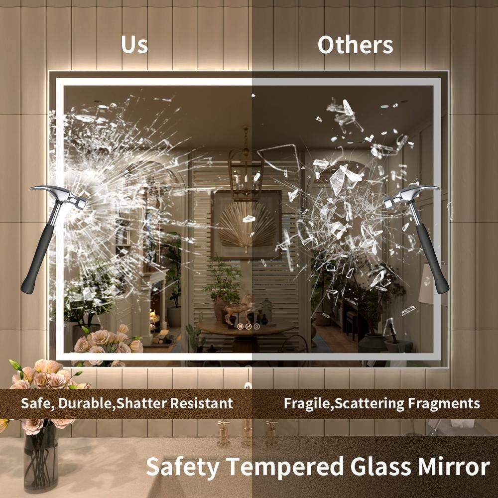 Taimei 70'' x 30'' Frameless LED Lighted Bathroom Vanity Mirror