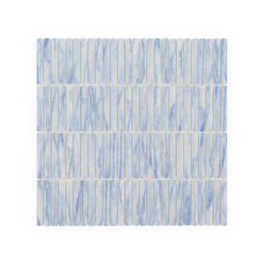Doric Macaubas 11.5 in. x 11.875 in. Stack Blue/White Matte Glass Wall Mosaic Tile (14.22 sq. ft./Case)