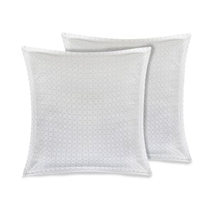 GOTS Certified 100% Organic Cotton White/Grey 2 in. Flange 26 in. x 26 in. Euro Sham (Set of 2)