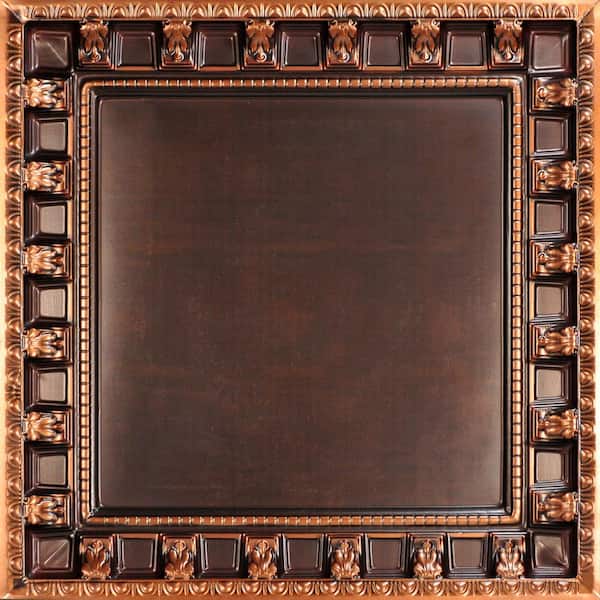 FROM PLAIN TO BEAUTIFUL IN HOURS Parthenon 2 ft. x 2 ft. PVC Lay-in Ceiling Tile in Antique Copper