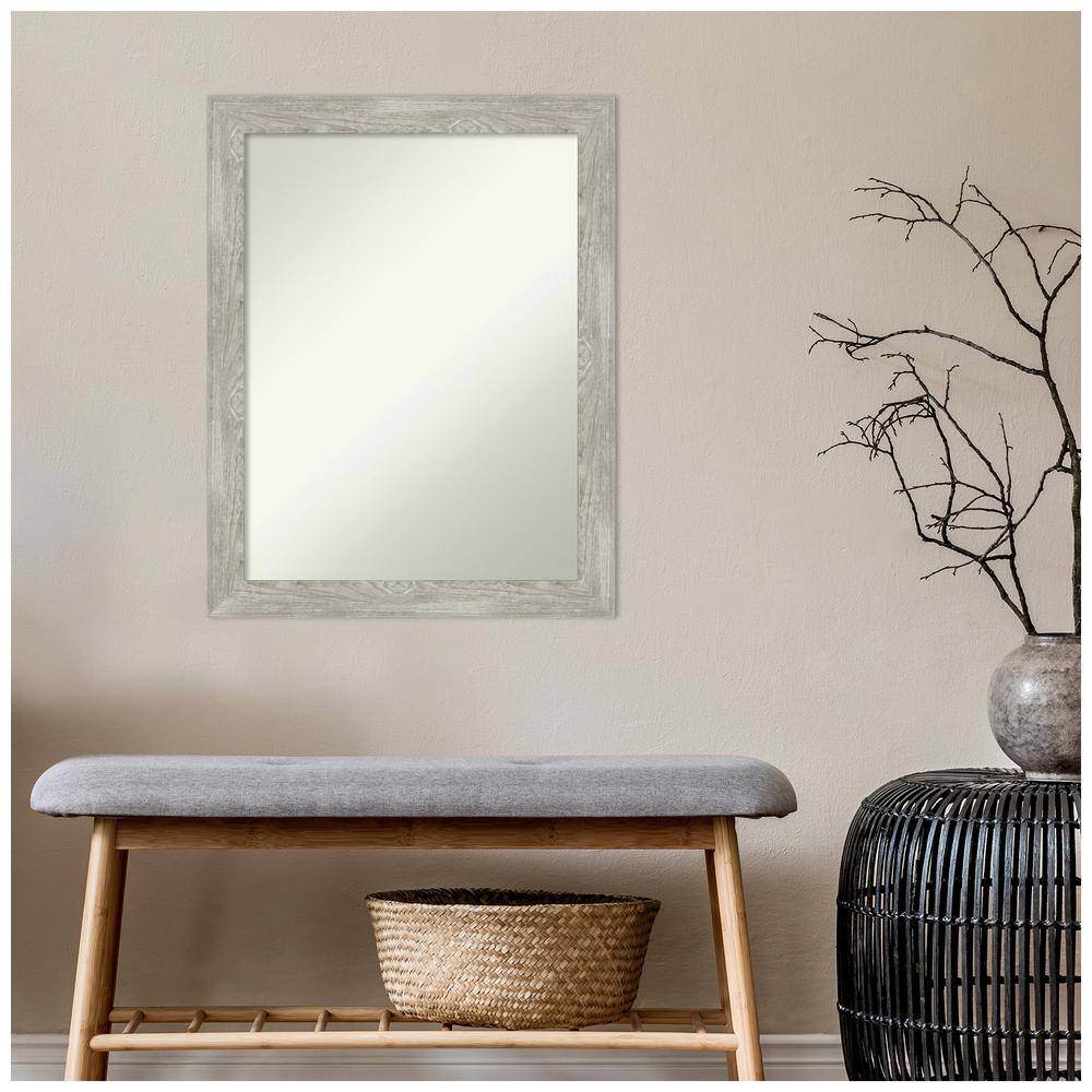 Dove Greywash Rectangular Wood Bathroom Vanity Mirror