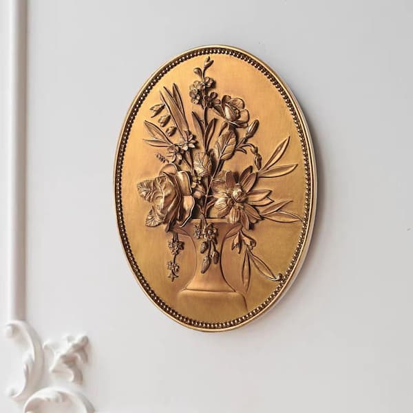 1 Pack 9.7 in x 7.8 in x 0.2 in Vintage Bronze Gold Flower Wall