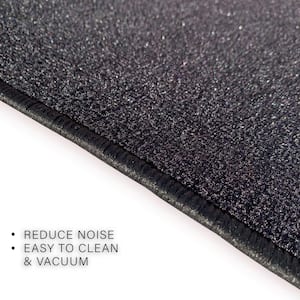Solid Black Color 26 in. Width x Your Choice Length Custom Size Roll Runner Rug/Stair Runner