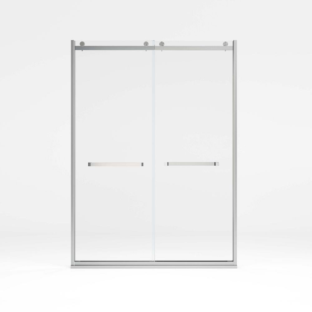 56 in. - 60 in. W x 76 in. H Double Sliding Framed Shower Door Brushed Nick