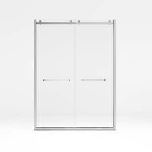 56 in. - 60 in. W x 76 in. H Double Sliding Framed Shower Door Brushed Nickel with 3/8 in. (10 mm) Clear Tempered Glass