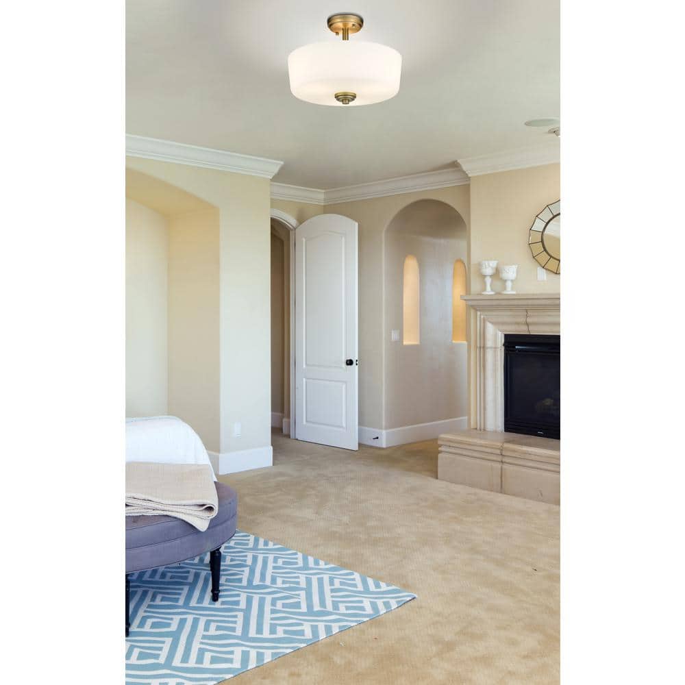 Heritage Brass and Glass 15" Flush Mount Ceiling Light