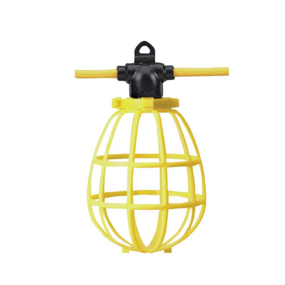 UPC 029892075491 product image for 100 ft. 12/3 SJTW 10-Light Plastic Cage Light String - Yellow | upcitemdb.com