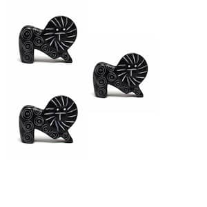 Small Soapstone Lion Figurine - Set of 3, Black