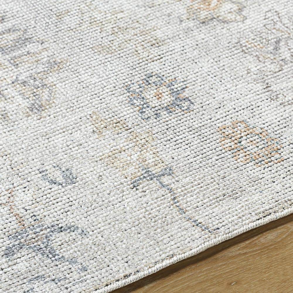 Light Gray Synthetic Hand-Knotted 5' x 7' Area Rug