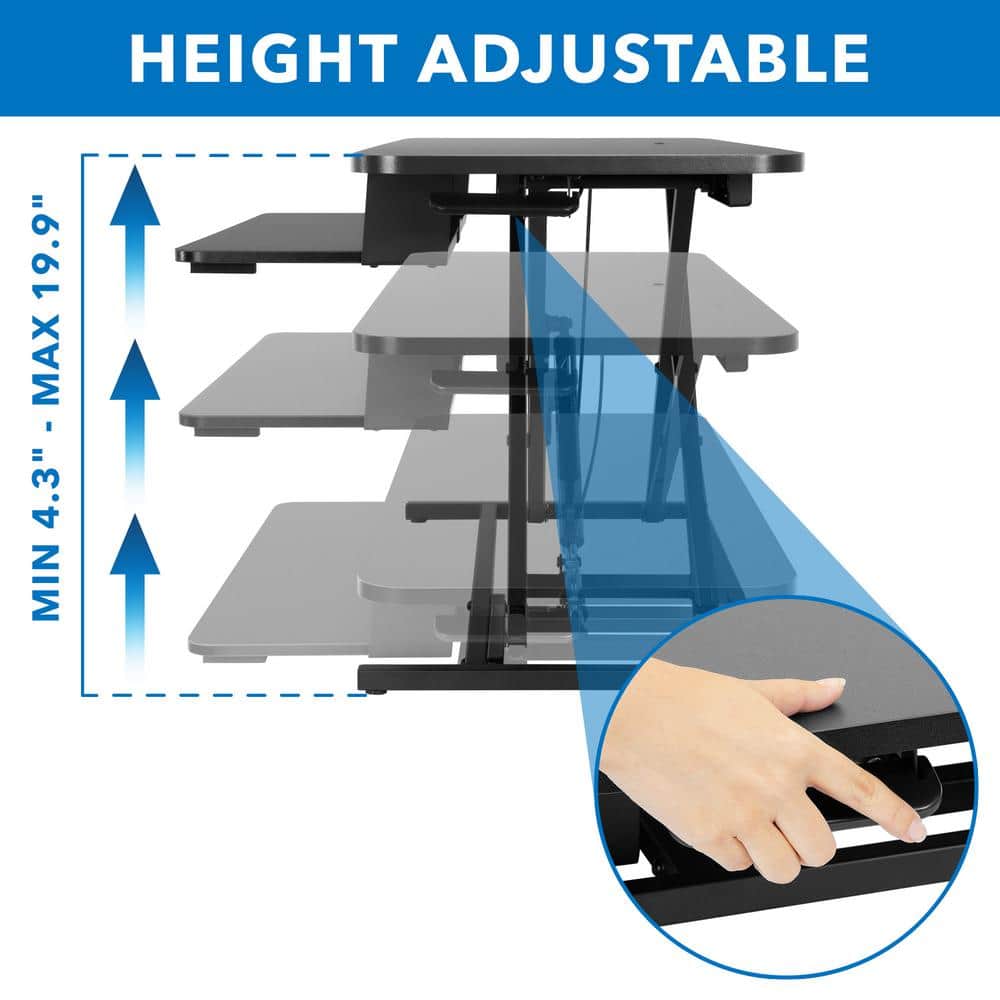 ErgoFlex Black Adjustable Standing Desk Converter, 37" Dual Monitor Capacity