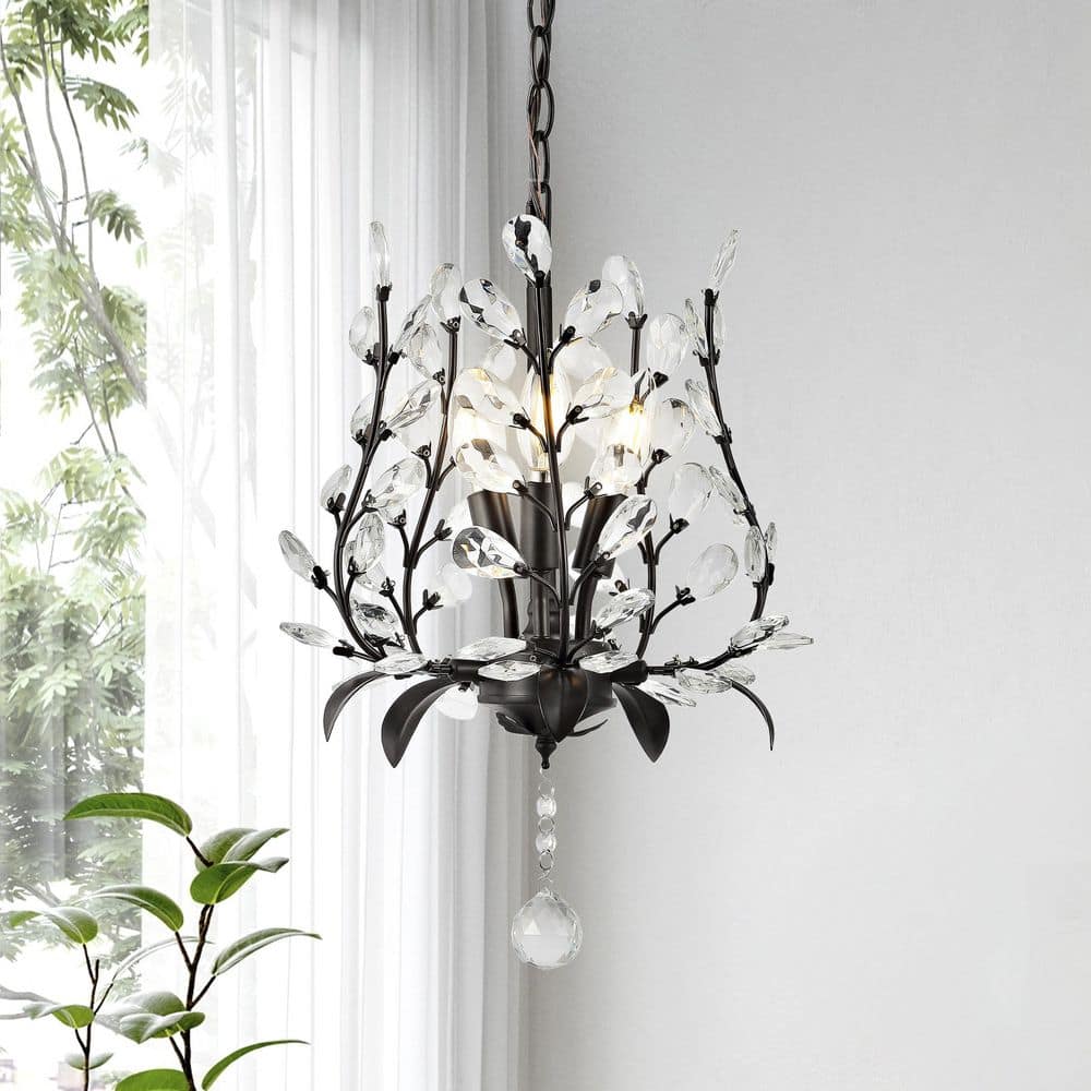 Adoria 12" Oil-Rubbed Bronze Bohemian LED Pendant with Crystal Accents