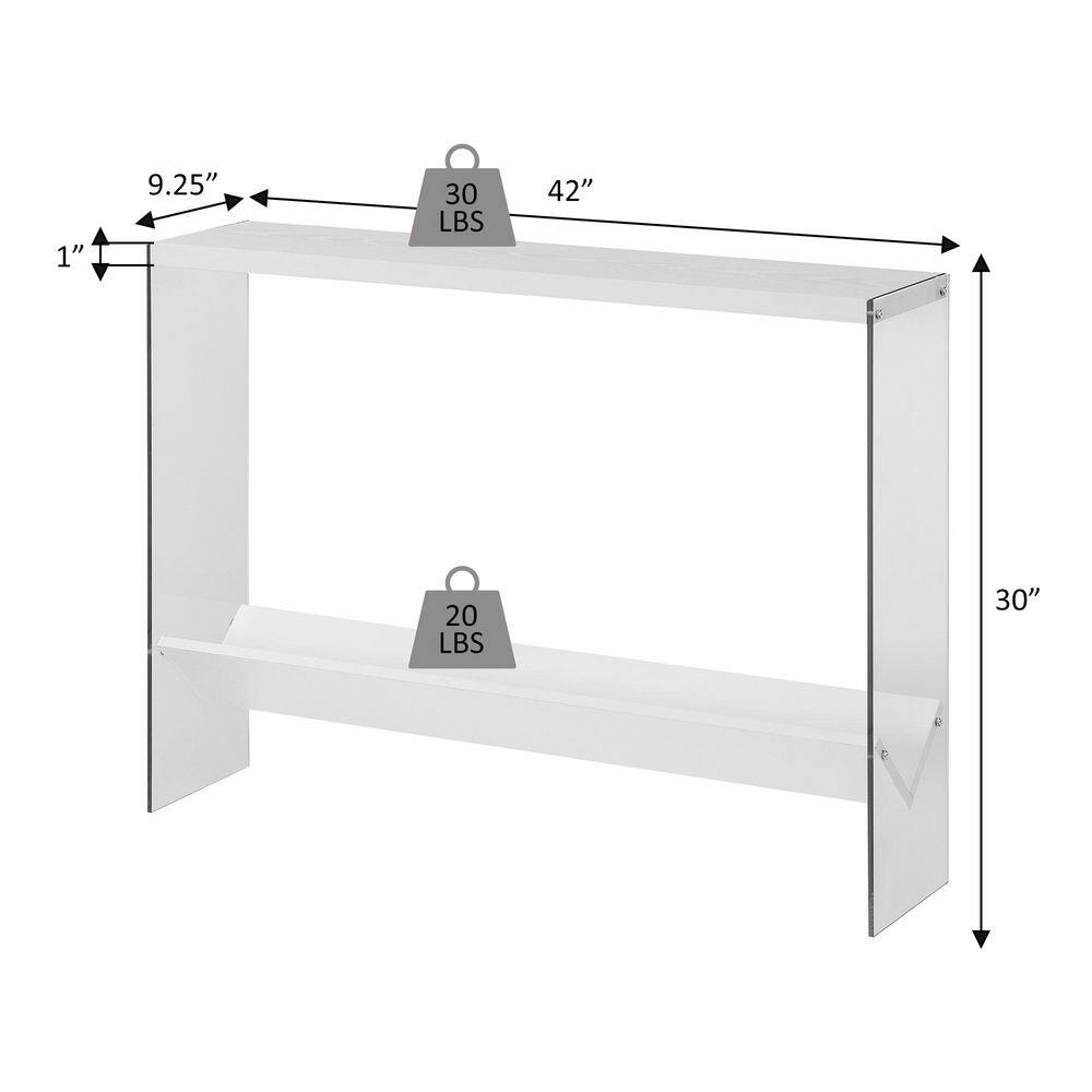 Weathered Gray Modern V Console Table with Glass Shelves