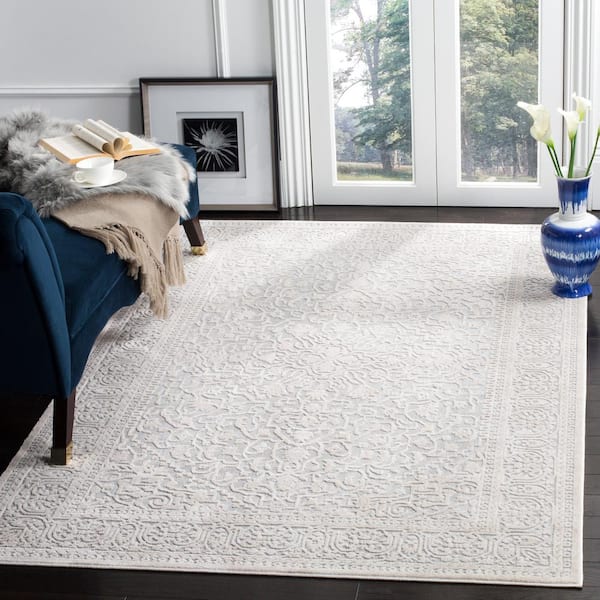 Reflection Light Gray/Cream 2 ft. x 3 ft. Distressed Floral Area Rug