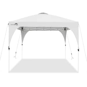 10 ft. x 10 ft. White Outdoor Pop Up Canopy Tent Portable Sun Shelter with Leg Skirts