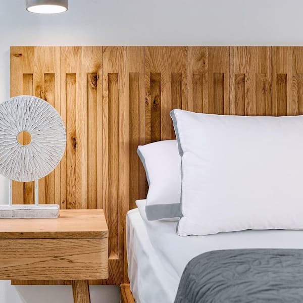 2-Pack Grey Queen Size Gusseted Bed Pillows for Sleeping, Soft and Durable Fabric, Premium Poly Fiber Filling for Back