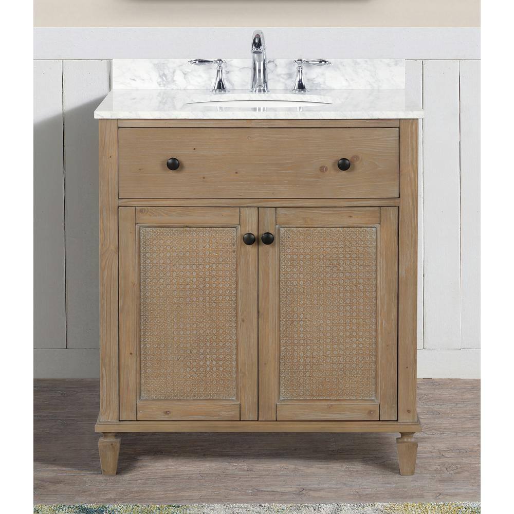 Annie 30" Weathered Fir Bathroom Vanity with Marble Top