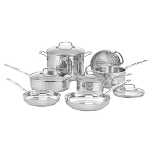 Batería de cocina 11 piezas Cuisinart acero inoxidable Black Stainless