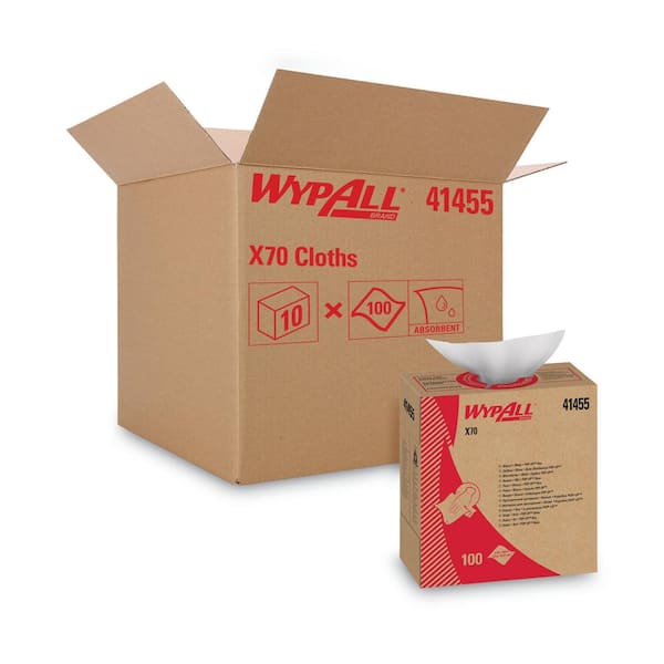 WYPALL X70 Cloths, POP-UP Box, 9-1/10 in. x 16-4/5 in., White, 100/Box, 10 Boxes/Carton