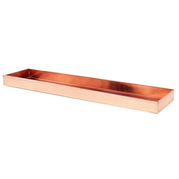 Achla Designs Long Decorative Stainless Steel Tray, 29 Inch Wide, Polished Copper Plated