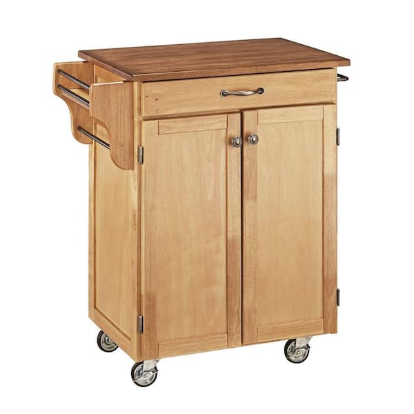 HOMESTYLES Cuisine Cart Natural Kitchen Cart with Oak Wood Top