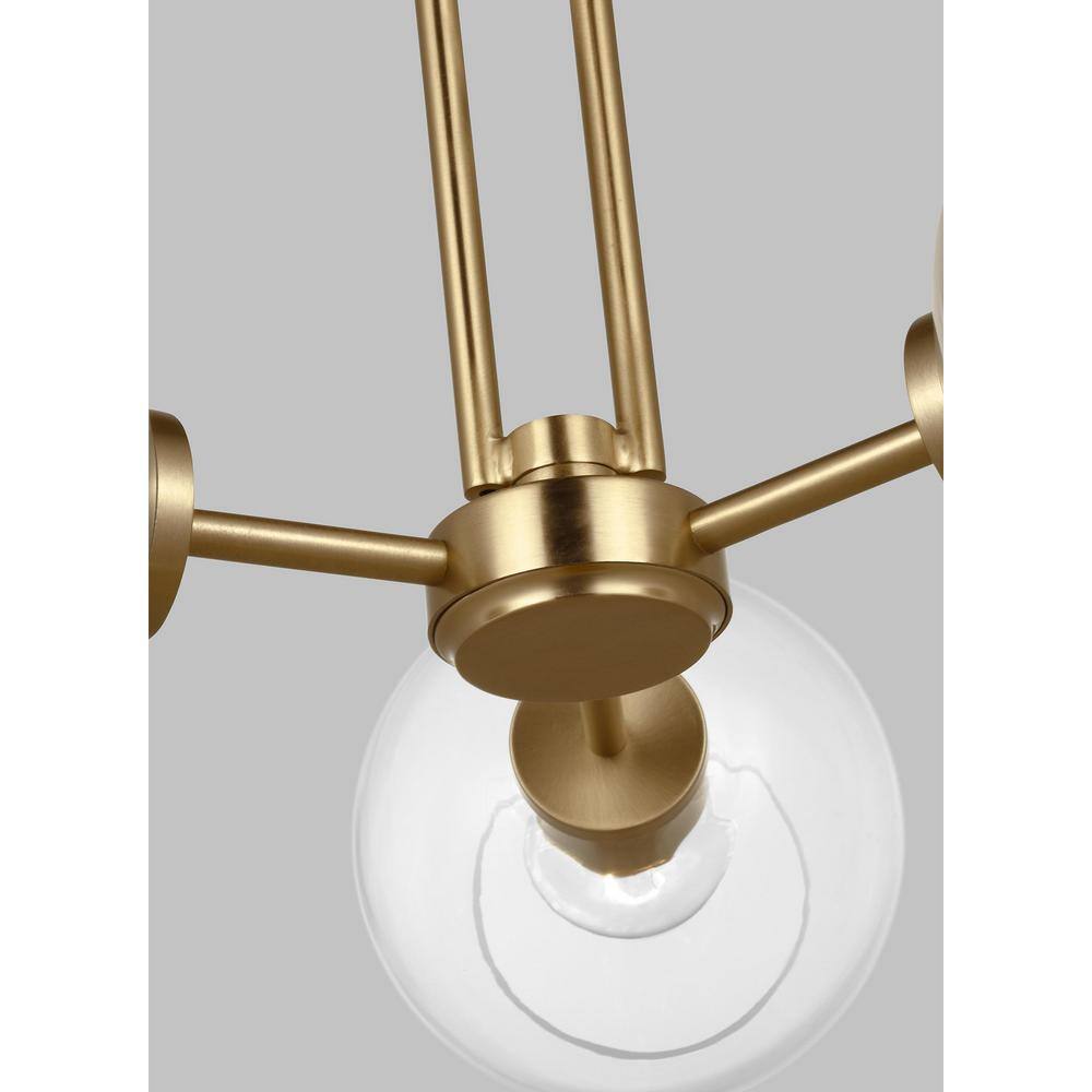Satin Brass 3-Light Glass Sputnik Chandelier