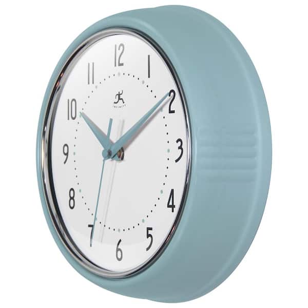 Infinity Instruments Retro Round Baby Blue Aluminum Wall Clock