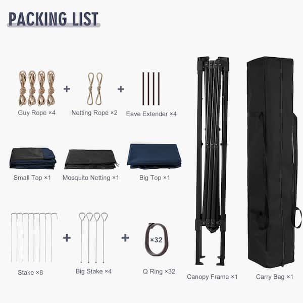 11 ft. x 11 ft. Easy Setup Pop-Up Gazebo Canopy with UV-Resistant and Mosquito Netting Storage Bag