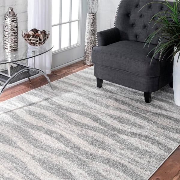 Tristan Modern Striped Gray 8 ft. Square Rug