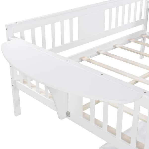 URTR White Full Size Daybed with Storage Drawers Wood Full Bed