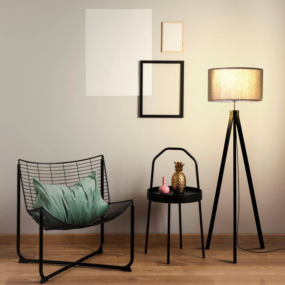 Black Tripod Floor Lamp with 3-Way Switch for Kids' Nursery