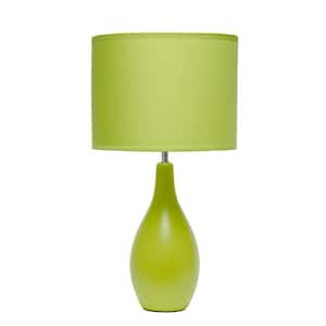 18.11 in. Green Traditional Standard Ceramic Dewdrop Table Desk Lamp with Matching Fabric Shade