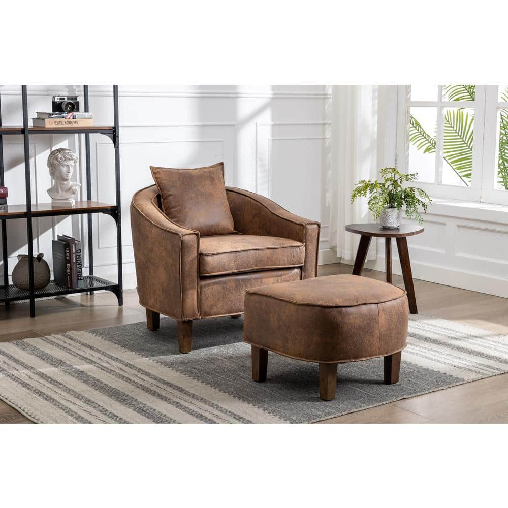 Porthos Home Quinn Accent Chair with Matching Footrest and Small Pillow  Included, Soft and Warm Mohair Fabric in Button Tufted Design, Stylish Gold