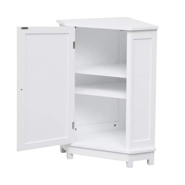 White Bathroom Storage Corner Cabinet - Modern Furniture