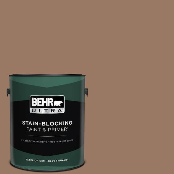 BEHR ULTRA 1 gal. #250F-5 Fudge Bar Semi-Gloss Enamel Exterior Paint & Primer