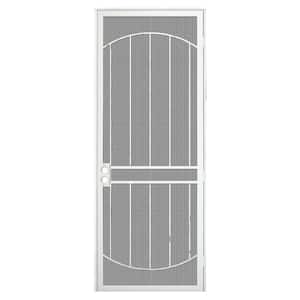 36 in. x 96 in. Arcada White Surface Mount Left-Hand Steel Security Door with Expanded Metal Screen