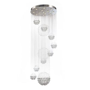 13 - Light Polished Chrome Dimmable Chandelier With Crystal Accents Chandelier for Staircases Villas Entryway