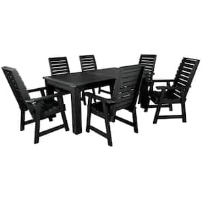 Weatherly Black 7-Piece Recycled Plastic Rectangular Outdoor Dining Set