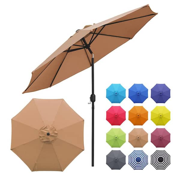 Maypex 9 ft. Steel Crank and Tilt Market Patio Umbrella in Tan