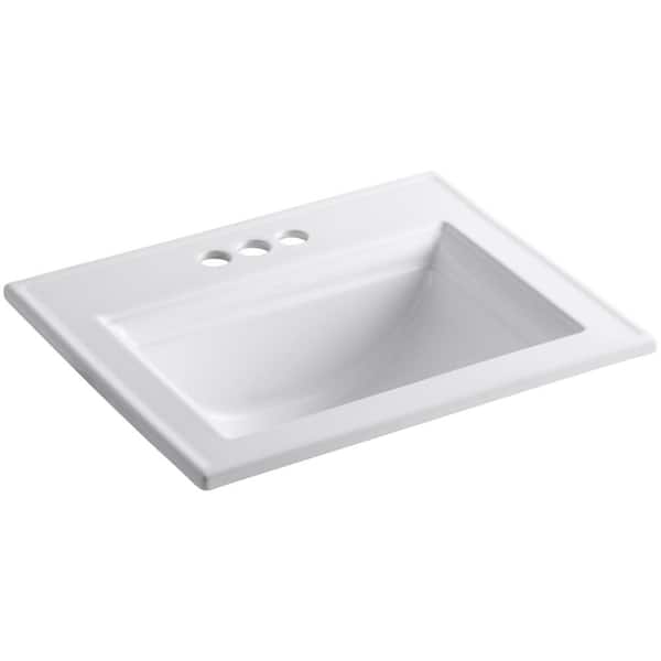 KOHLER Memoirs Stately Drop-In Vitreous China Bathroom Sink in White with Overflow Drain