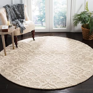 Blossom Gray/Ivory 6 ft. x 6 ft. Round Floral Area Rug