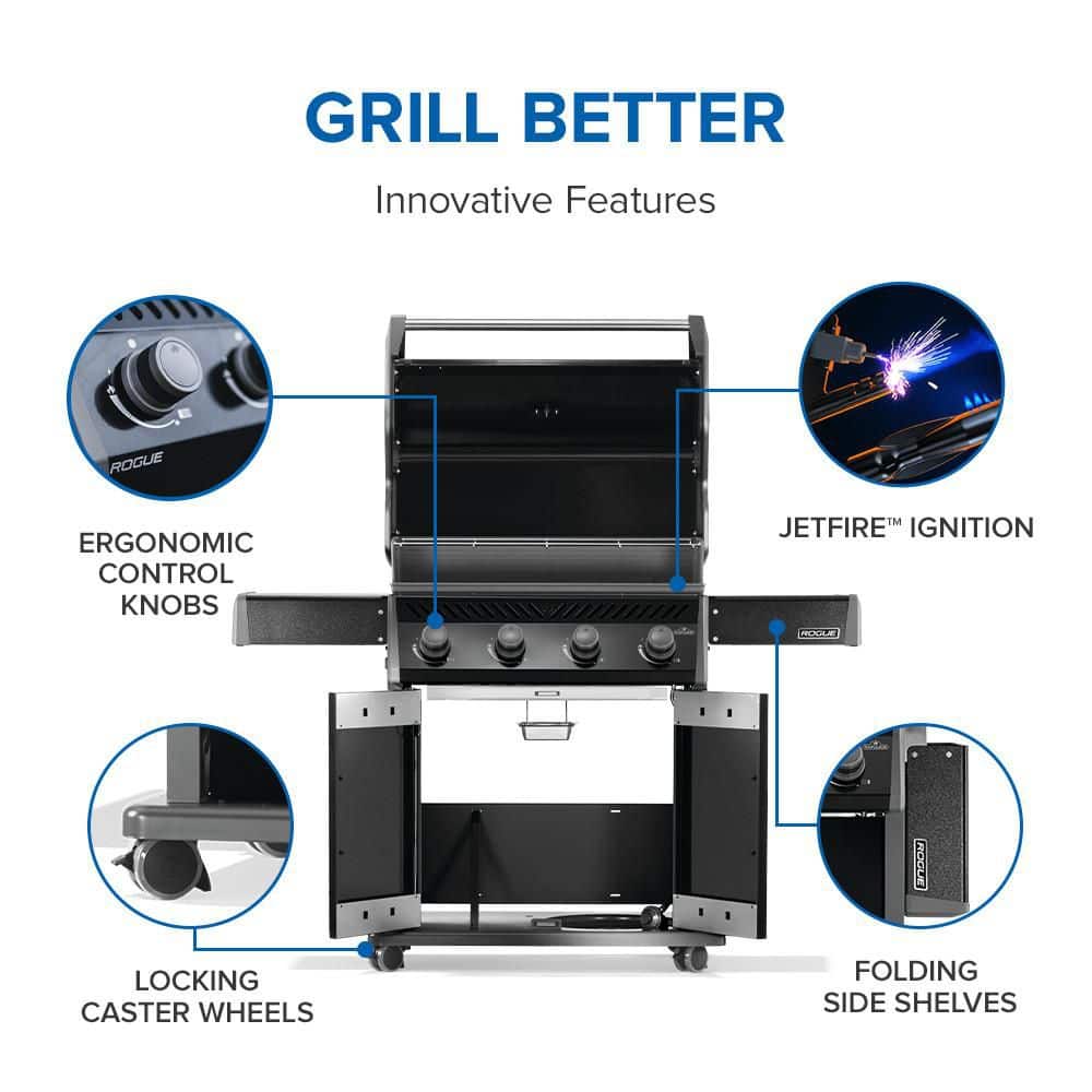 Napoleon Rogue 525 Black Propane Gas Grill with 4 Burners