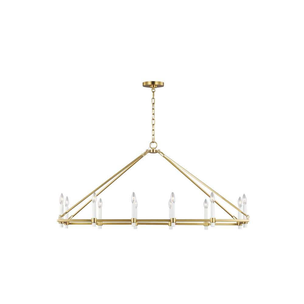 Burnished Brass 12-Light Linear Candle Chandelier