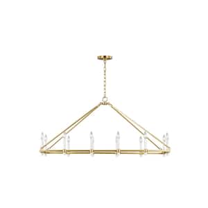 Marston 48.75 in. W x 25.125 in. H 12-Light Burnished Brass Indoor Dimmable Linear Chandelier with No Bulbs Included