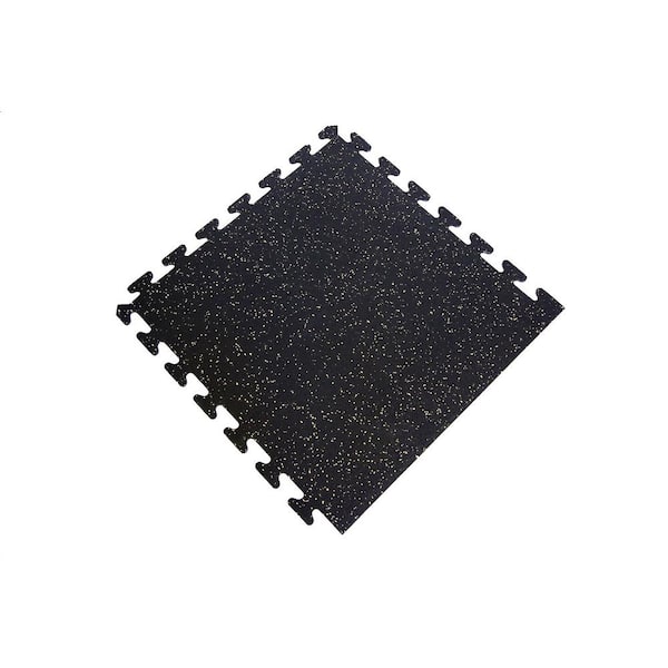Unbranded Black with Tan Speck 24 in. x 24 in. Finished Side Recycled Rubber Floor Tile (16 sq. ft. /case)