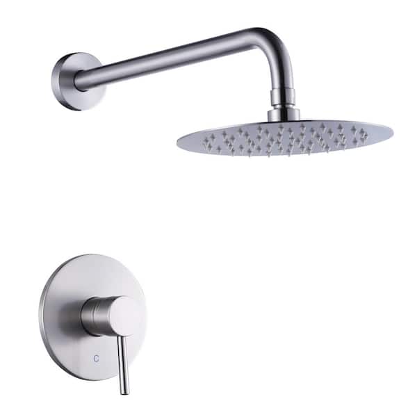 ARCORA Round 1-Spray Patterns with 1.6 GPM 8 in. Wall Mount Rain Fixed Shower Head in Brushed Nickel