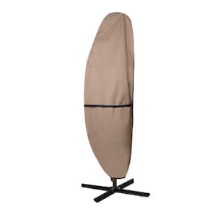 12 ft. to 14 ft. 600D Polyester Waterproof Banana Style Patio Umbrella Cover, Brown